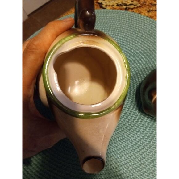 Vintage CMI 8.5" Porcelain Kitty Cat Teapot w/ Green Collar Made in Japan 1972 - Picture 10 of 15